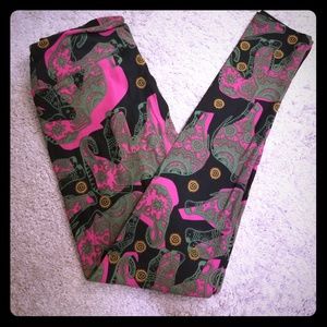 New Lularoe TC Pink Paisley Elephant Leggings